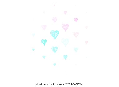 Light Green, Red vector pattern with colorful hearts. Beautiful celebration style hearts on abstract illustration. Pattern for valentine's ad, booklets.