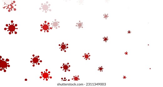 Patrón vectorial rojo verde claro con elementos coronavirus. Ilustración inteligente con signos cómodos en estilo decorativo. Diseño para la alerta de riesgo biológico.