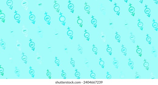 Light Green, Red vector pattern with feminism elements. Illustration with signs of women strength and power. Simple design for your web site.