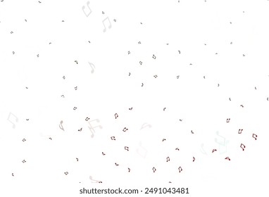 Light Green, Red vector pattern with music elements. Isolated colorful music keys on abstract background. Pattern for school ad, booklets.