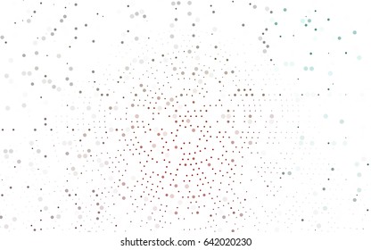 Light Green, Red vector pattern with colored spheres. Geometric sample of repeating circles on white background in halftone style.