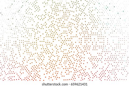 Light Green, Red vector pattern with colored spheres. Geometric sample of repeating circles on white background in halftone style.