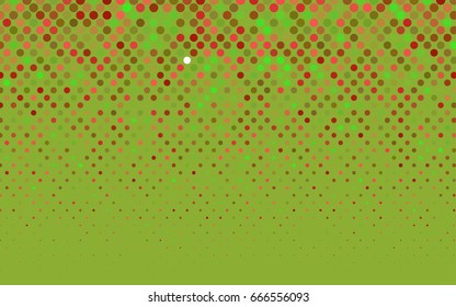 Light Green, Red vector red pattern of geometric circles, shapes. Colorful mosaic banner. Geometric background with colored disks.