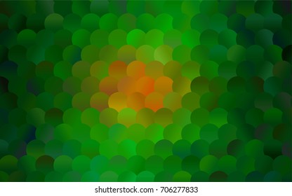 Light Green, Red vector red pattern of geometric circles, shapes. Colorful mosaic banner. Geometric background with colored disks.