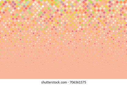 Light Green, Red vector pattern with colored spheres. Geometric sample of repeating circles on white background in halftone style.
