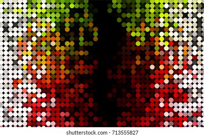 Light Green, Red vector red pattern of geometric circles, shapes. Colorful mosaic banner. Geometric background with colored disks.