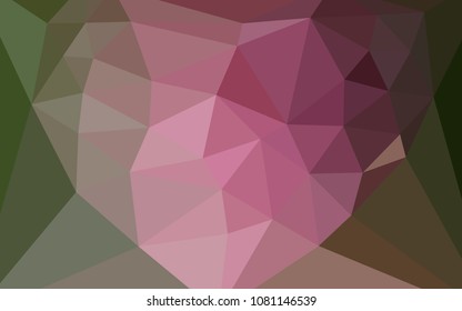 Light Green, Red vector polygon abstract background with a heart in a centre. Illustration in mosaic style with gradient.  Template for cell phone's backgrounds.