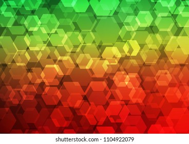 Light Green, Red vector polygon abstract template. Shining illustration, which consist of hexagons. A completely new template for your business design.