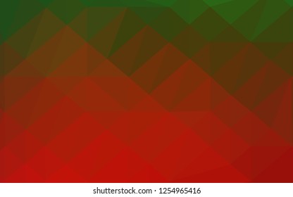Light Green, Red vector polygon abstract backdrop. Shining illustration, which consist of triangles. Template for your brand book.