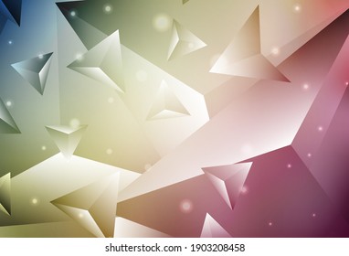 Light Green, Red vector polygon abstract backdrop. Geometric illustration in Origami style with gradient.  Textured pattern for your backgrounds.
