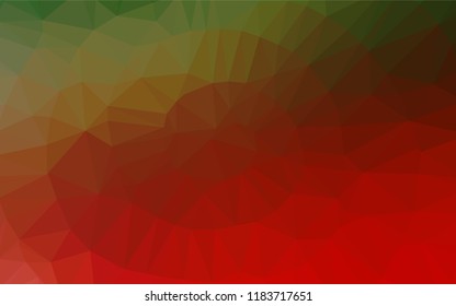Light Green, Red vector polygonal pattern. Glitter abstract illustration with an elegant design. The best triangular design for your business.