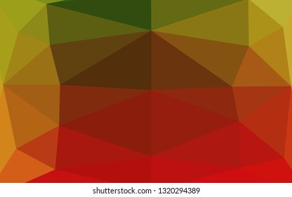 Light Green, Red vector polygonal template. Colorful illustration in Origami style with gradient.  Triangular pattern for your business design.