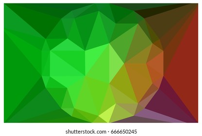 Light Green, Red vector polygonal illustration, which consist of triangles with a gemstone in center. Triangular design of a huge diamond for your business. Creative geometric background of gems.