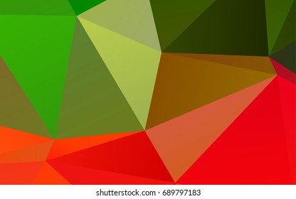 Light Green, Red vector polygonal background. Shining colored illustration in a brand-new style. Triangular pattern for your business design.