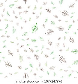 Light Green, Red vector seamless  doodle blurred pattern. leaves on elegant natural pattern with gradient. Hand painted design for web, leaflet, textile.