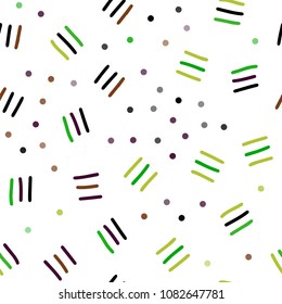 Light Green, Red vector seamless cover with abstract shapes. Decorative abstract design of repeating lines, circles. Trendy design for wallpaper, fabric makers.
