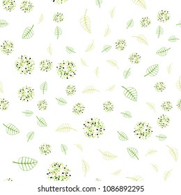 Light Green, Red vector seamless doodle pattern with leaves and flowers. Shining colored illustration with leaves and flowers. Completely new template for your brand book.
