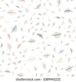Light Green, Red vector seamless  doodle blurred pattern. Colorful abstract illustration with leaves in doodle style. Completely new template for your brand book.