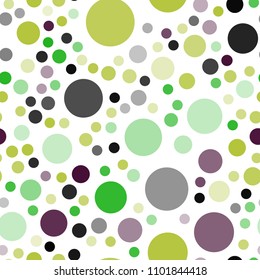 Light Green, Red vector seamless texture with disks. Glitter abstract illustration with blurred drops of rain. Pattern can be used for ads, leaflets.