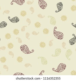 Light Green, Red vector seamless elegant template with leaves and flowers. Shining colored illustration with leaves and flowers. Completely new template for your design.