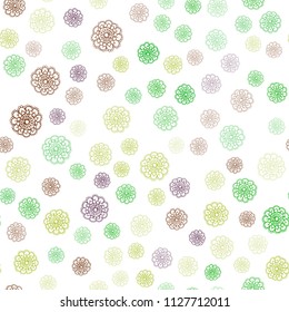 Light Green, Red vector seamless natural elegant artwork. Doodle illustration of flowers in Origami style with gradient. Brand-new design for your business.