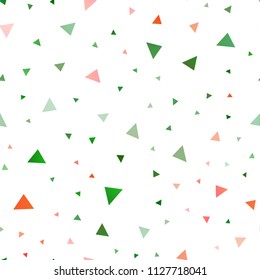 Light Green, Red vector seamless backdrop with lines, triangles. Illustration with set of colorful triangles. Pattern can be used for websites.