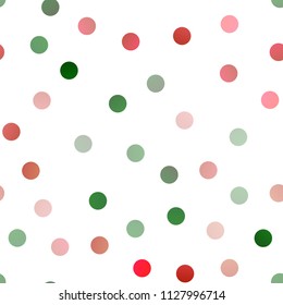 Light Green, Red vector seamless background with dots. Modern abstract illustration with colorful water drops. Completely new template for your brand book.