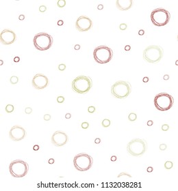 Light Green, Red vector seamless texture with disks. Abstract illustration with colored bubbles in nature style. Pattern can be used as texture of wallpapers.