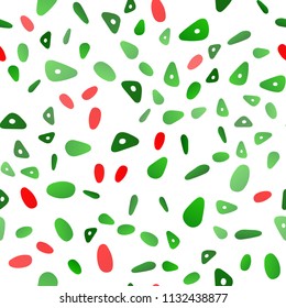 Light Green, Red vector seamless cover in polygonal style with circles. Illustration with set of colorful circles, triangles. The template can be used as a background.