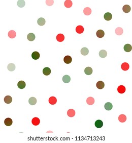 Light Green, Red vector seamless pattern with spheres. Abstract illustration with colored bubbles in nature style. The pattern can be used for ads, leaflets of liquid.