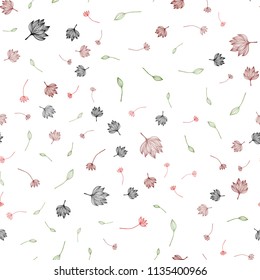 Light Green, Red vector seamless doodle template. Decorative design in Indian style with leaves. Brand new style for your business design.