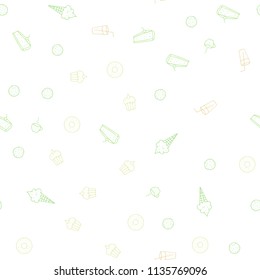 Light Green, Red vector seamless layout with restaurant food. Beautiful colored illustration with food in doodle style. Doodle design for your business advert of cafes.