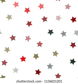 Light Green, Red vector seamless texture with beautiful stars. Modern geometrical abstract illustration with stars. Smart design for your business advert.