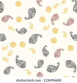 Light Green, Red vector seamless elegant wallpaper with leaves and flowers. Leaves, flowers in natural style on white background. Pattern for wallpapers and coloring books.