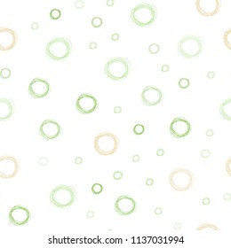 Light Green, Red vector seamless backdrop with dots. Illustration with set of shining colorful abstract circles. Pattern can be used for futuristic ad, booklets.