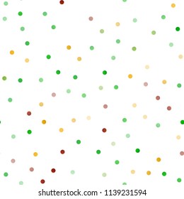 Light Green, Red vector seamless cover with spots. Beautiful colored illustration with blurred circles in nature style. Completely new template for your brand book.