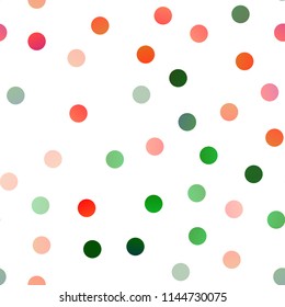 Light Green, Red vector seamless pattern with spheres. Blurred decorative design in abstract style with bubbles. Beautiful design for your business natural advert.