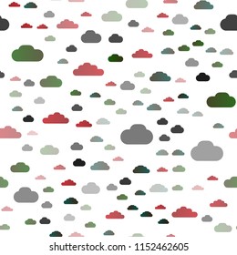 Light Green, Red vector seamless cover with clouds. Illustration with abstract gradient clouds. Template for business cards, websites.