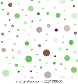Light Green, Red vector seamless backdrop with dots. Abstract illustration with colored bubbles in nature style. Pattern for design of window blinds, curtains.