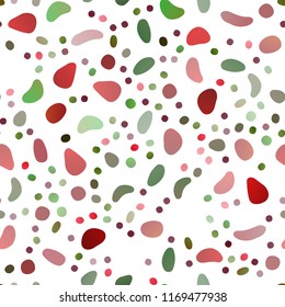 Light Green, Red vector seamless backdrop with dots, spots. Blurred bubbles on abstract backdrop with colorful gradient. Pattern for trendy fabric, wallpapers.