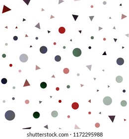 Light Green, Red vector seamless cover in polygonal style with circles. Beautiful illustration with circles, triangles in nature style. Pattern for design of window blinds, curtains.