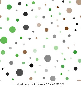 Light Green, Red vector seamless template with circles. Glitter abstract illustration with blurred drops of rain. Trendy design for wallpaper, fabric makers.