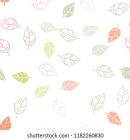 Light Green, Red vector seamless doodle pattern with leaves. Blurred decorative design in Indian style with leaves. Design for textile, fabric, wallpapers.