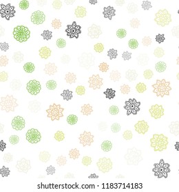 Light Green, Red vector seamless layout with bright snowflakes. Modern geometrical abstract illustration with crystals of ice. Template for business cards, websites.