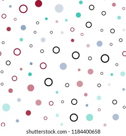 Light Green, Red vector seamless background with bubbles. Blurred bubbles on abstract background with colorful gradient. Design for textile, fabric, wallpapers.