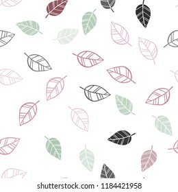 Light Green, Red vector seamless doodle backdrop with leaves. leaves on blurred abstract background with gradient. Template for business cards, websites.