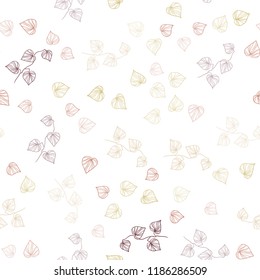 Light Green, Red vector seamless natural backdrop with leaves. Decorative illustration with doodles on abstract template. Pattern for design of window blinds, curtains.