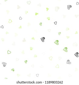 Light Green, Red vector seamless pattern with colorful hearts. Beautiful colored illustration with hearts in celebration style. Beautiful design for your business advert of anniversary.