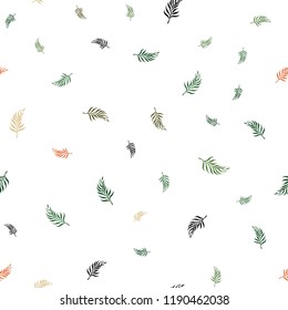 Light Green, Red vector seamless elegant pattern with leaves. New colorful illustration in doodle style with leaves. Pattern for trendy fabric, wallpapers.