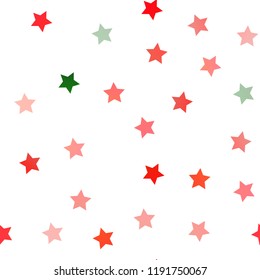 Light Green, Red vector seamless layout with bright stars. Decorative shining illustration with stars on abstract template. The template can be used as a background.